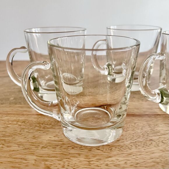 Hand Blown Clear Glass Coffee Espresso Punch Mugs Set of 8 Vintage 4oz, 3.25” H - Picture 3 of 7